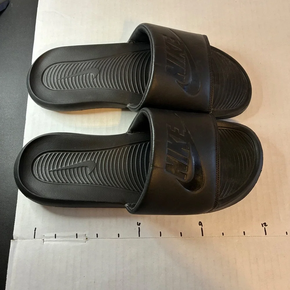 Nike Victori One Men 12 Black Slide Sandals CN9675-003 Triple Black Sport Shoes